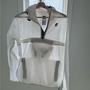 K-Way “Le Vrai Leon” White Windbreaker/Rain Jacket Sz Medium
